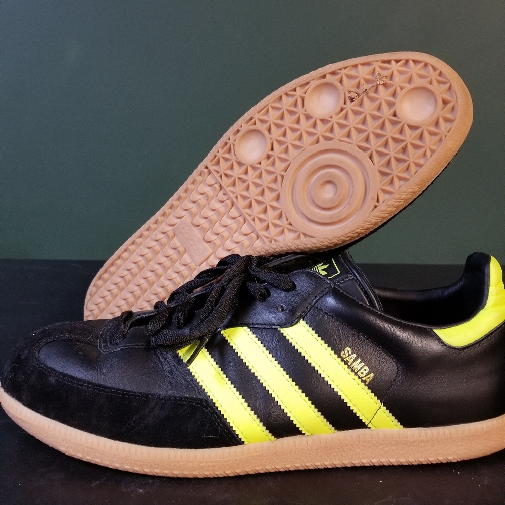 Adidas Samba 2 neon yellow lime green stripes box